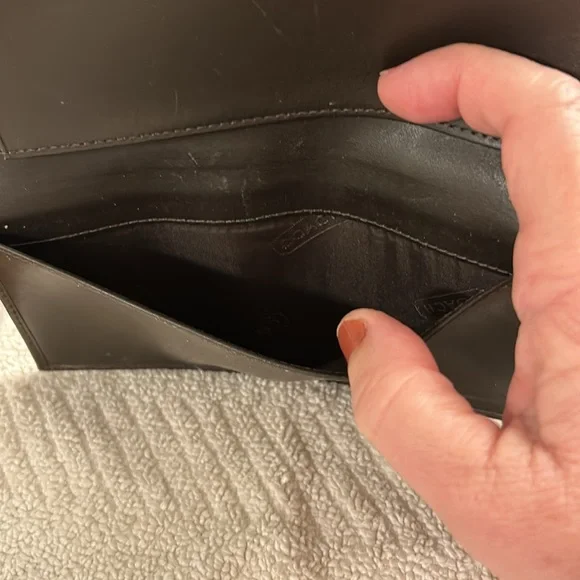 Vintage Coach Brown Signature Checkbook Cover Leather Trim with Pen Loop EUC - Picture 7 of 16